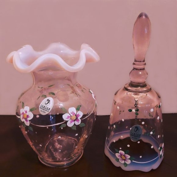 Fenton Other - Vintage Fenton “Dotted Swiss” Collection Cracker Barrel 2 pc. Set 2001 Signed